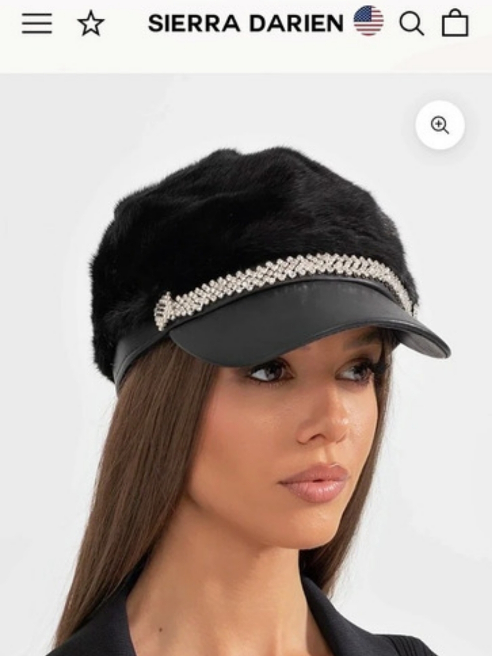 Sierra Darien Mink Fur Hat With Leather Visor - Black.New